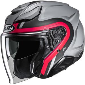 Kask motocyklowy otwarty HJC F31 Bask MC1SF szaro-czerwono-czarny