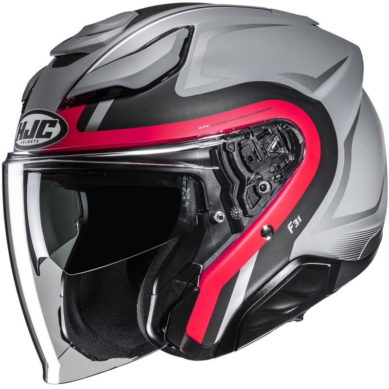 Kask motocyklowy otwarty HJC F31 Bask MC1SF szaro-czerwono-czarny