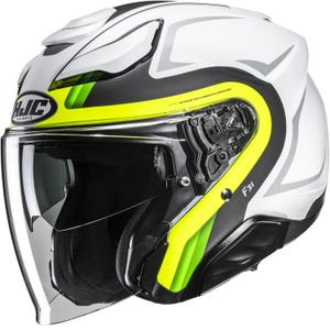 Kask motocyklowy otwarty HJC F31 Bask MC3HSF biało-szaro-fluo żółty