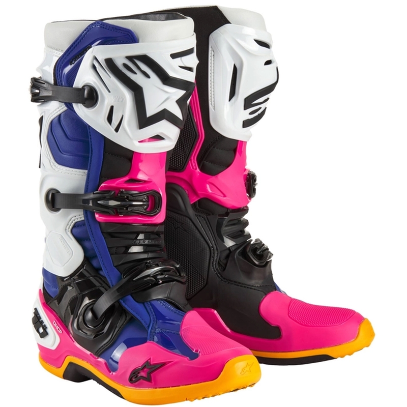 Buty motocyklowe Alpinestars Tech 10 Limited Edition Coast Biało-Granatowo-Różowo-Fluo Żółto-Pomarańczowo-Czarne