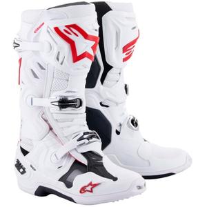 Buty motocyklowe Alpinestars Tech 10 Supervented, perforowane, biało-czerwono-czarne