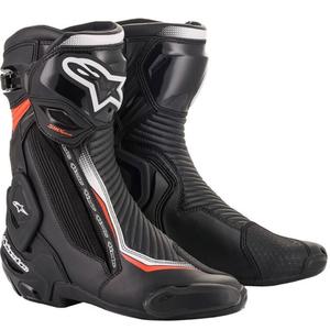 Buty motocyklowe Alpinestars SMX Plus 2 czarno-biało-fluo-czerwone