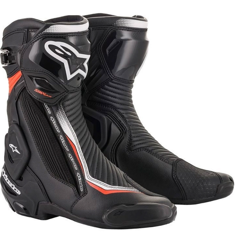 Buty motocyklowe Alpinestars SMX Plus 2 czarno-biało-fluo-czerwone