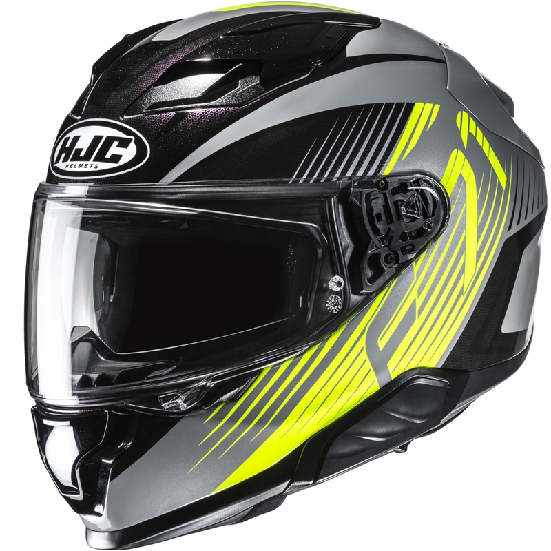 Kask motocyklowy integralny HJC F71 Catos MC3H czarno-szaro-fluo-żółty
