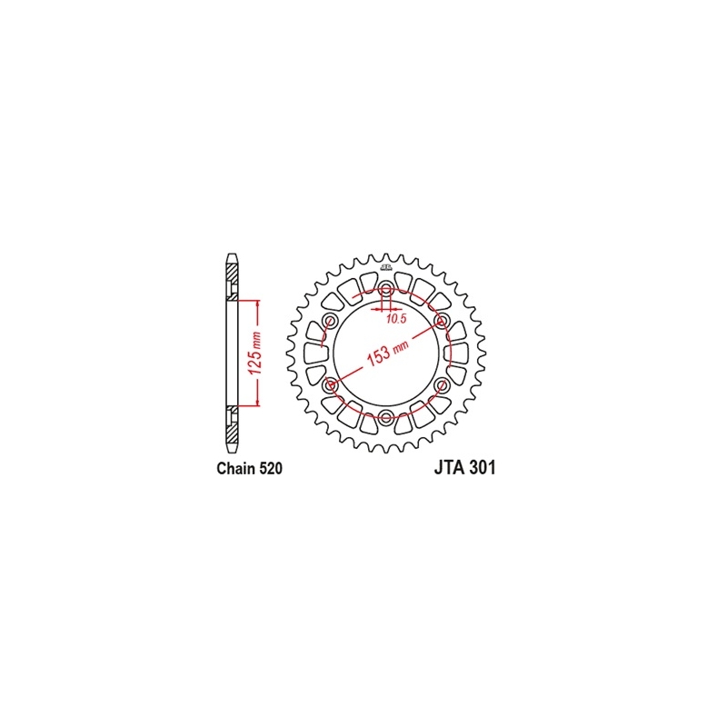 Rear ALU sprocket JT 39T, 520 Black