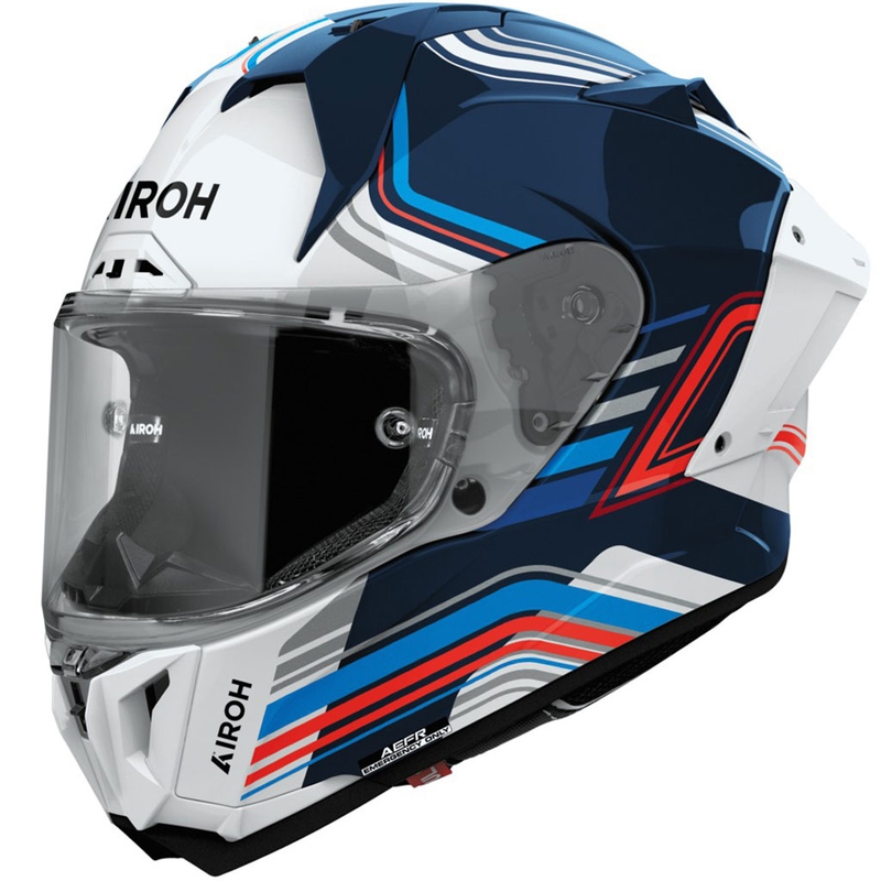 Kask motocyklowy integralny Airoh GP800 Hurricane, połyskujący, niebiesko-biały
