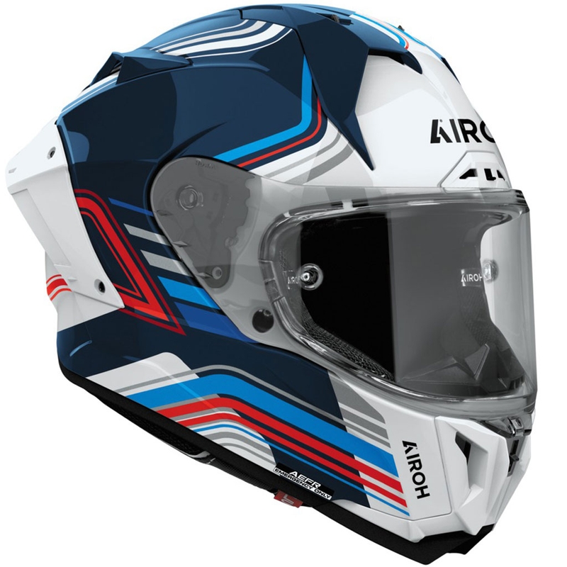 Kask motocyklowy integralny Airoh GP800 Hurricane, połyskujący, niebiesko-biały