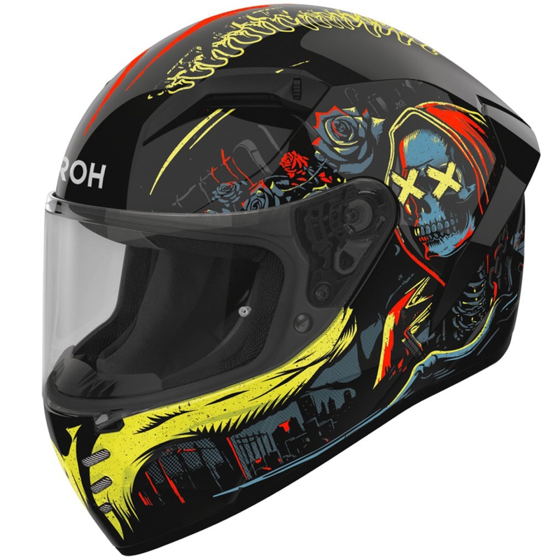 Kask motocyklowy integralny Airoh CONNOR Double Face, błyszczący, czarno-żółty