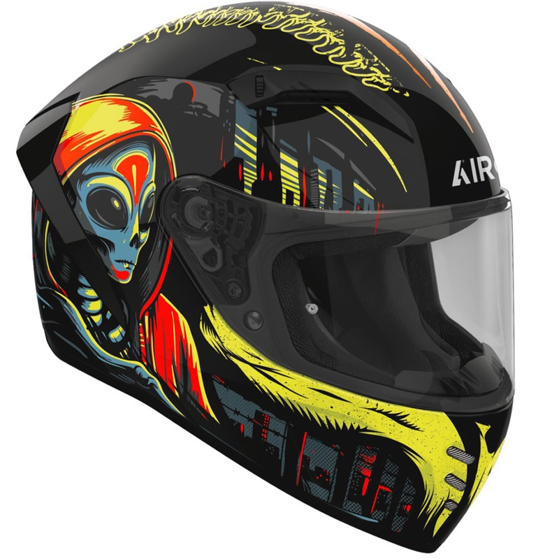 Kask motocyklowy integralny Airoh CONNOR Double Face, błyszczący, czarno-żółty