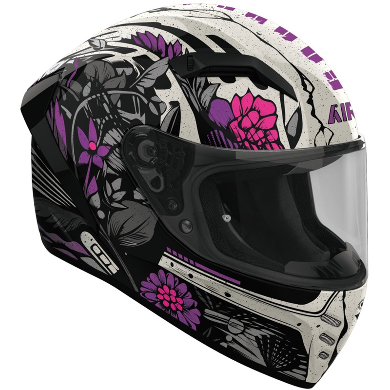 Kask motocyklowy integralny Airoh CONNOR Bloom, błyszczący, czarno-szaro-fioletowy