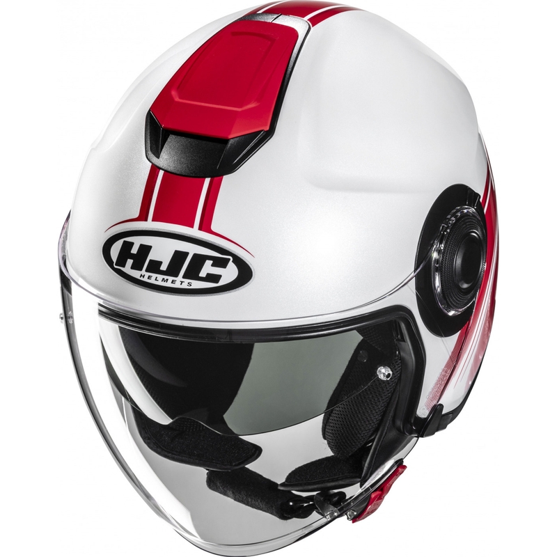 Kask motocyklowy otwarty HJC i40N Vision MC1 biało-czerwony