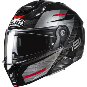 Kask motocyklowy typu flip-up HJC i91 Dusk MC1 czarno-szaro-czerwony