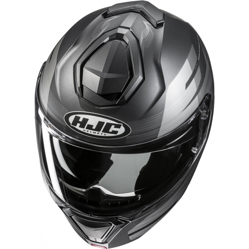 Kask motocyklowy typu flip-up HJC i91 Dusk MC5SF czarno-szary