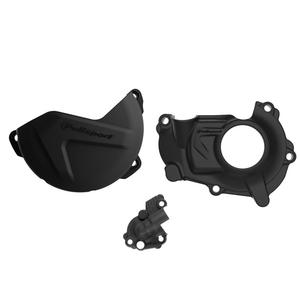 Clutch and ignition cover protector kit POLISPORT 90947 Black