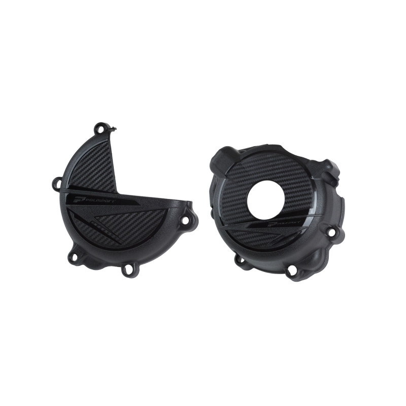 Clutch and ignition cover protector kit POLISPORT Black