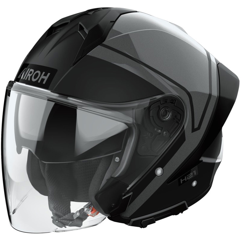 Kask motocyklowy otwarty Airoh H21 Square matowo-błyszczący czarno-szary