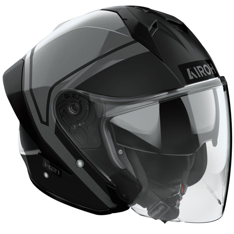 Kask motocyklowy otwarty Airoh H21 Square matowo-błyszczący czarno-szary