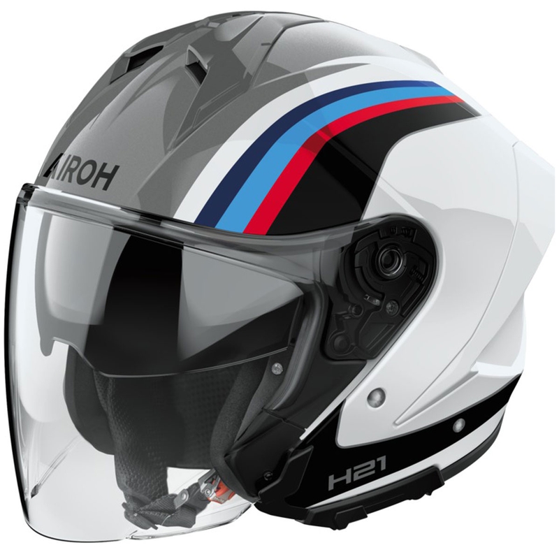 Kask motocyklowy otwarty Airoh H21 Arrow połyskujący szaro-biały