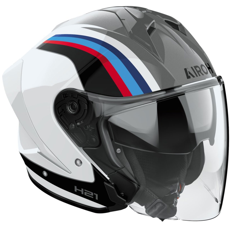 Kask motocyklowy otwarty Airoh H21 Arrow połyskujący szaro-biały