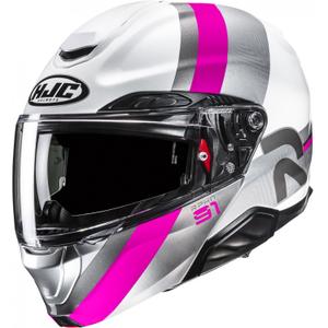Kask motocyklowy typu flip-up HJC RPHA 91 Fensh MC8 biało-srebrno-różowy
