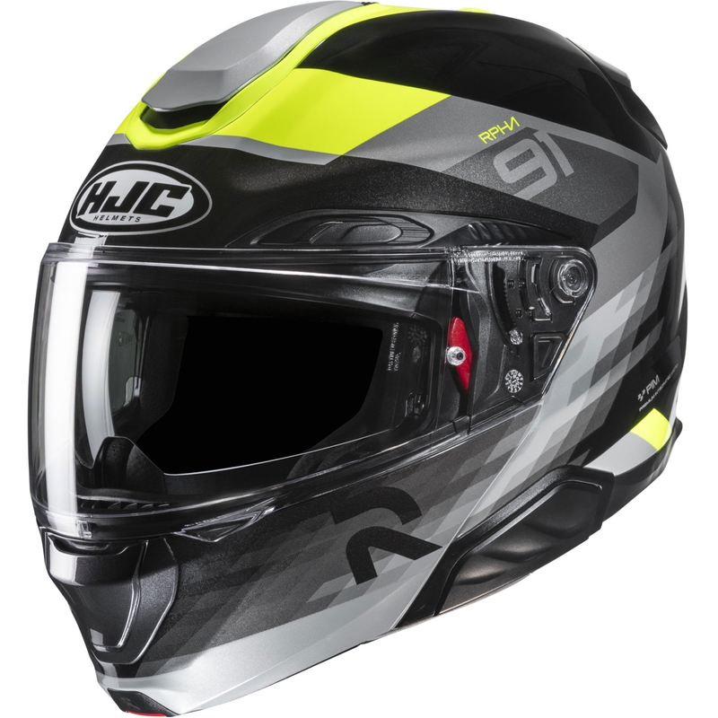 Kask motocyklowy typu flip-up HJC RPHA 91 Madal MC3H czarno-szaro-fluo-żółty