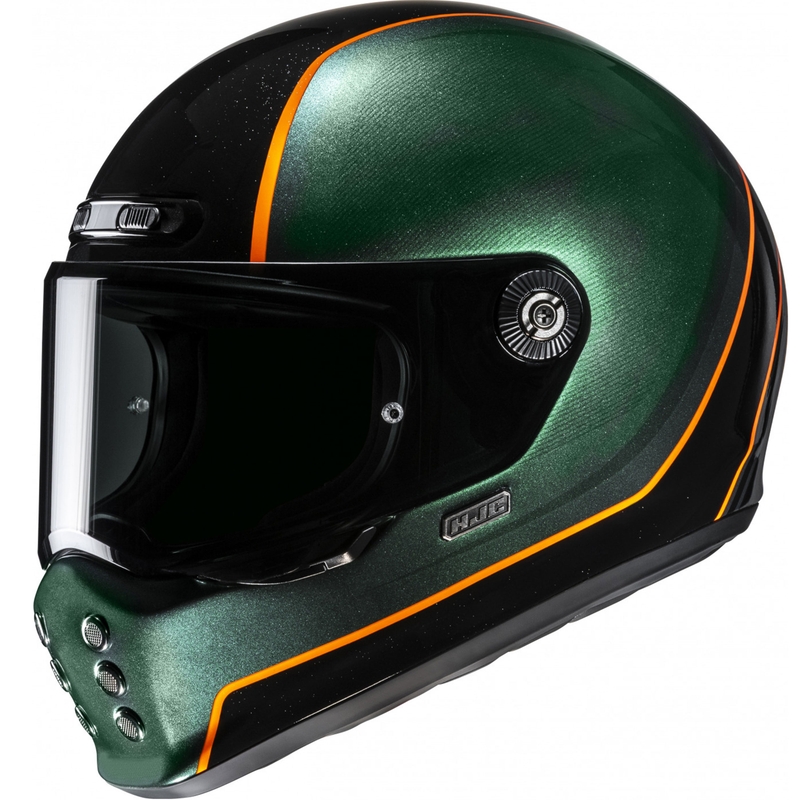 Kask motocyklowy integralny HJC V10 Hodu MC47 zielono-czarno-pomarańczowy