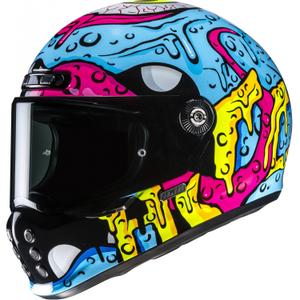 Kask motocyklowy integralny HJC V10 Squeeze MC28 niebiesko-żółto-różowy