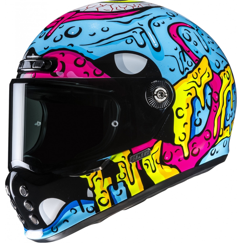 Kask motocyklowy integralny HJC V10 Squeeze MC28 niebiesko-żółto-różowy