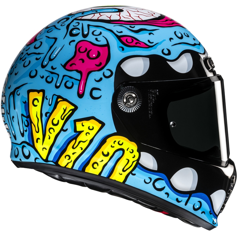 Kask motocyklowy integralny HJC V10 Squeeze MC28 niebiesko-żółto-różowy