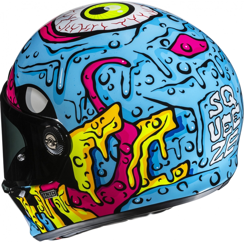Kask motocyklowy integralny HJC V10 Squeeze MC28 niebiesko-żółto-różowy