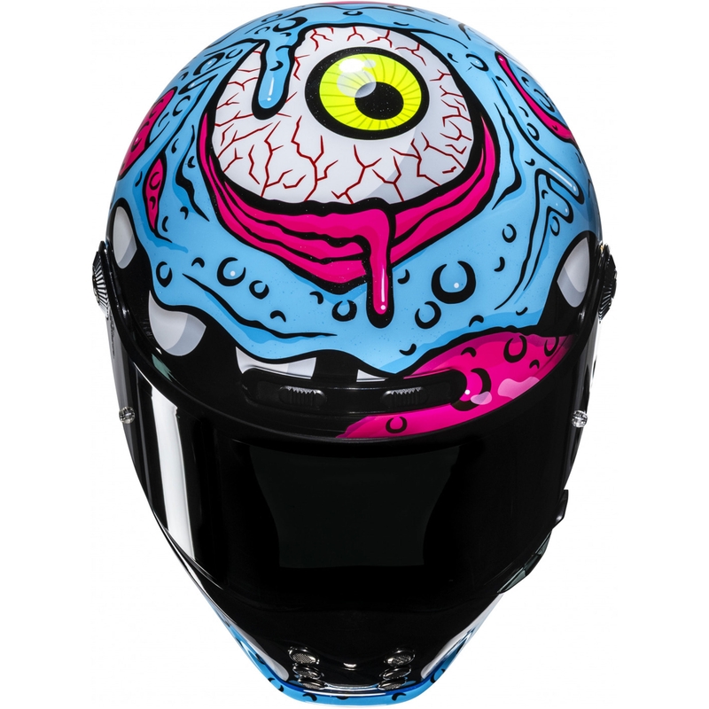 Kask motocyklowy integralny HJC V10 Squeeze MC28 niebiesko-żółto-różowy