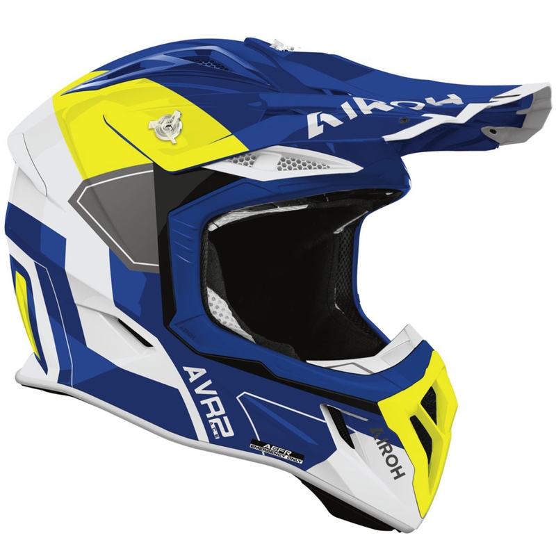 Kask motocrossowy Airoh Aviator ACE 2 Shield błyszczący niebiesko-żółty