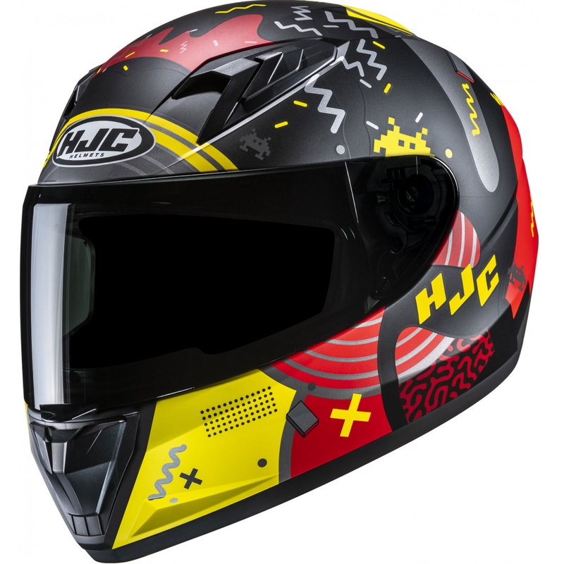 Kask motocyklowy integralny dziecięcy HJC Y10 Mika MC1SF czarno-czerwono-żółty