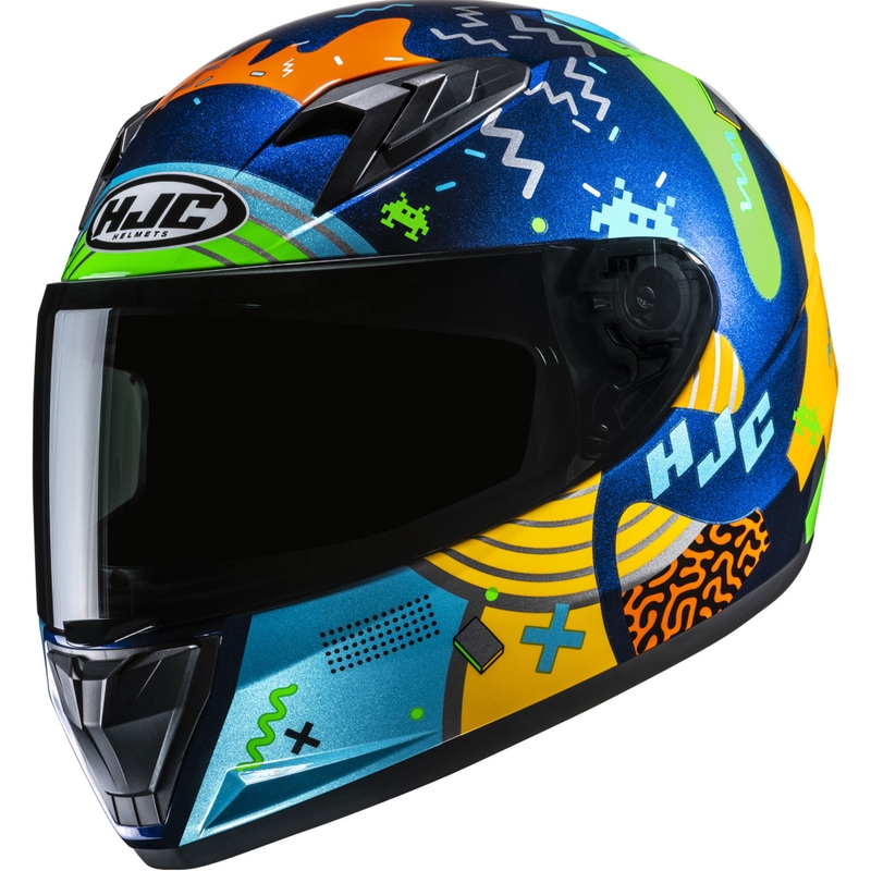 Kask motocyklowy integralny dziecięcy HJC Y10 Mika MC23 niebiesko-żółto-zielony