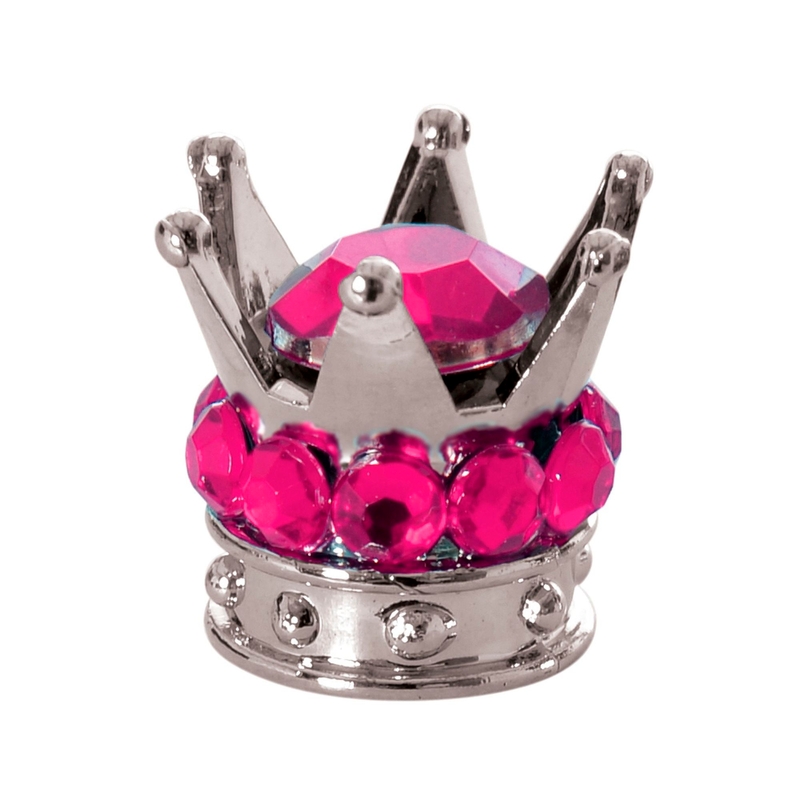 Nakrętki na wentyl Oxford Crown srebrno-różowe