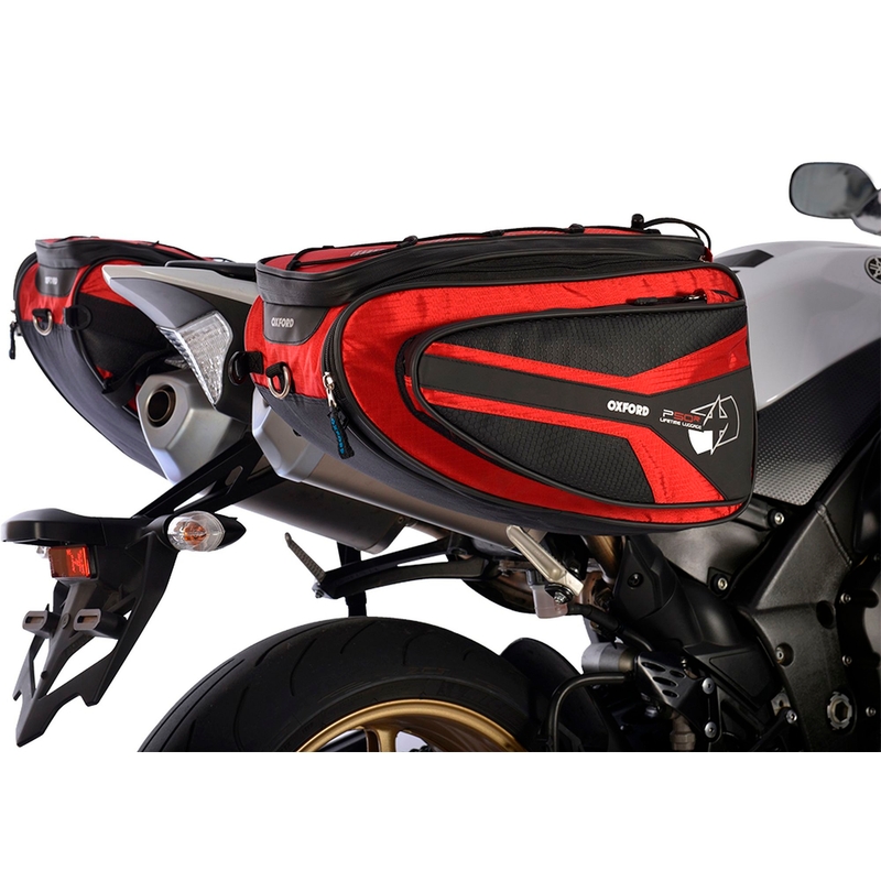 Sakwy boczne na motocykl Oxford P50R czarno-czerwone wyprzedaż