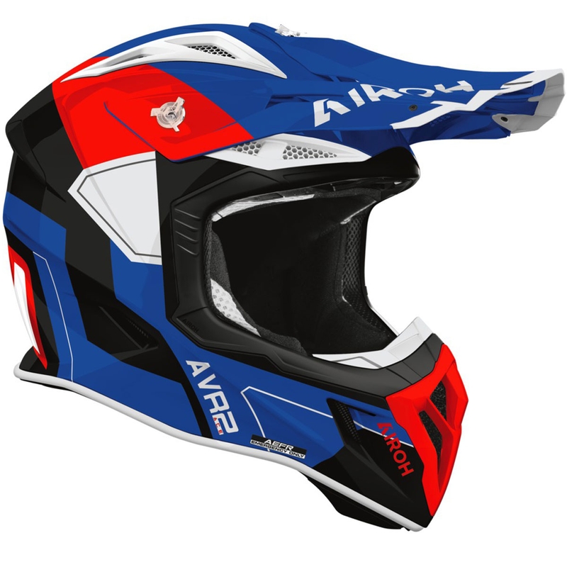 Kask motocrossowy Airoh Aviator ACE 2 Shield błyszczący niebiesko-czerwony
