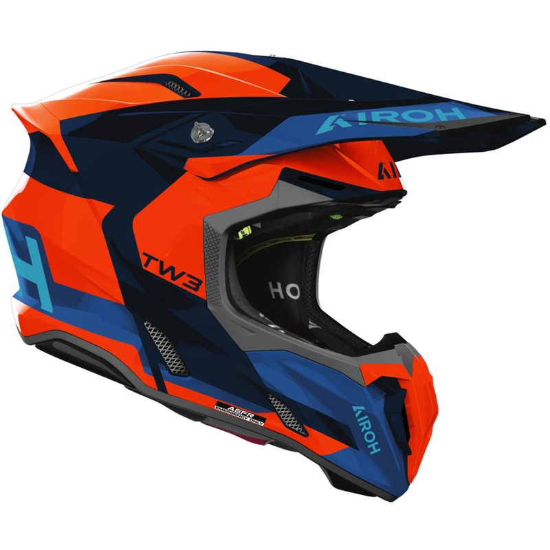 Kask motocrossowy Airoh Twist 3 Fancy błyszczący fluo pomarańczowo-niebieski