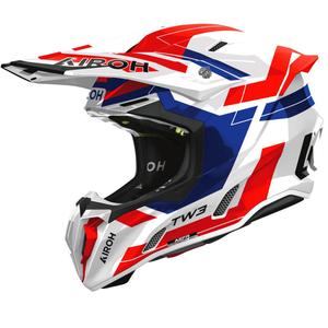 Kask motocrossowy Airoh Twist 3 Dynasty połyskujący niebiesko-czerwony