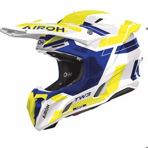 Kask motocrossowy Airoh Twist 3 Dynasty błyszczący niebiesko-fluo żółty