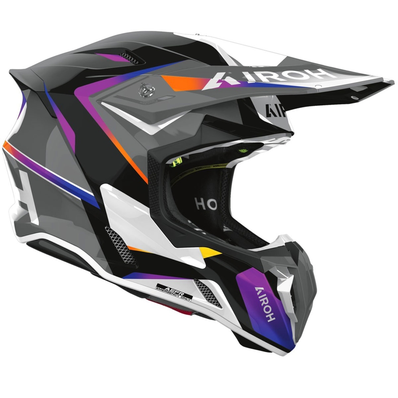 Kask motocrossowy Airoh Twist 3 Hustle błyszczący szaro-fioletowy