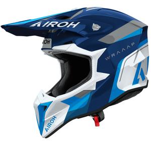 Kask motocrossowy Airoh Wraaap Conquer w kolorze błyszczącego błękitu