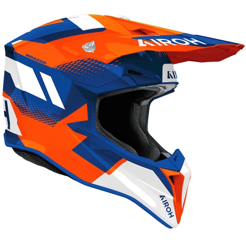 Kask motocrossowy Airoh Wraaap Vision błyszczący pomarańczowo-niebieski
