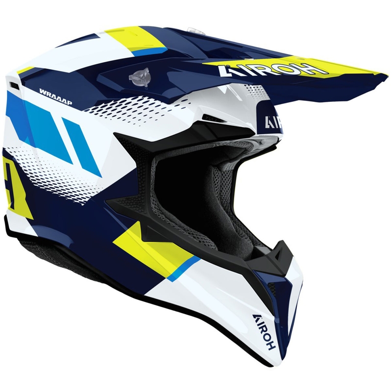 Kask motocrossowy Airoh Wraaap Vision błyszczący żółto-niebieski