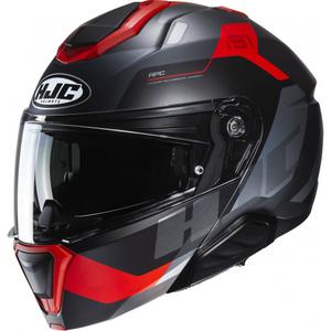 Kask motocyklowy typu flip-up HJC i91 Carst czarno-szaro-czerwony