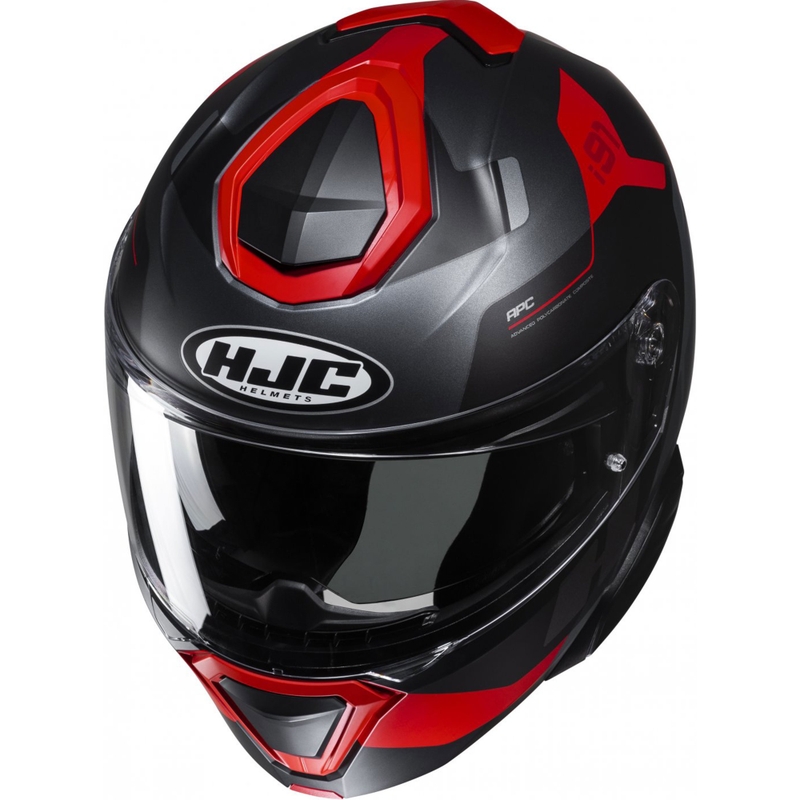 Kask motocyklowy typu flip-up HJC i91 Carst czarno-szaro-czerwony