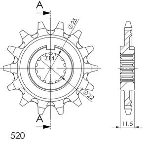 Front sprocket SUPERSPROX STEALTH CST-192:14.1 14T, 520