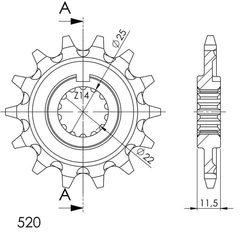 Front sprocket SUPERSPROX STEALTH 14T, 520