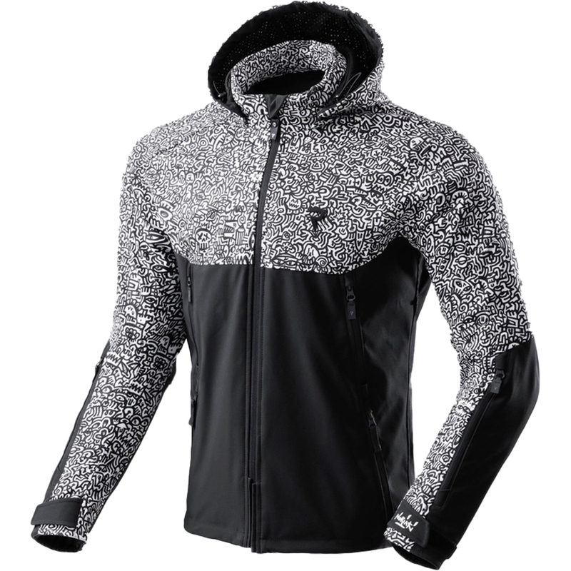 Kurtka motocyklowa typu softshell Rebelhorn Slash Noriaki w kolorze czarno-białym