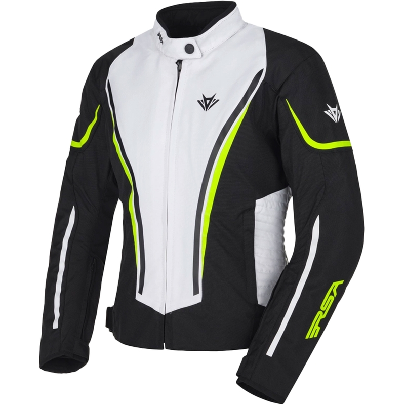 Kurtka motocyklowa damska RSA Wasp biało-czarno-fluo-żółta